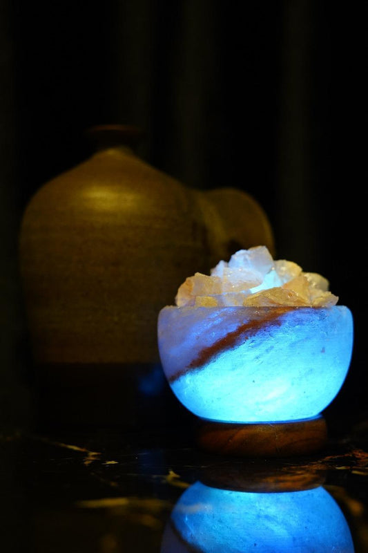 Himalayan Salt Bowl Lamp with Natural Salt Chunks – Calming & Purifying